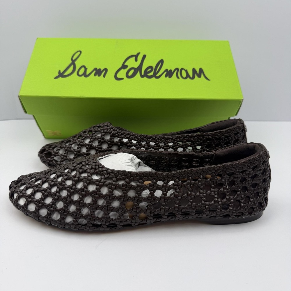 Sam Edelman Brown Woven Leather Flats